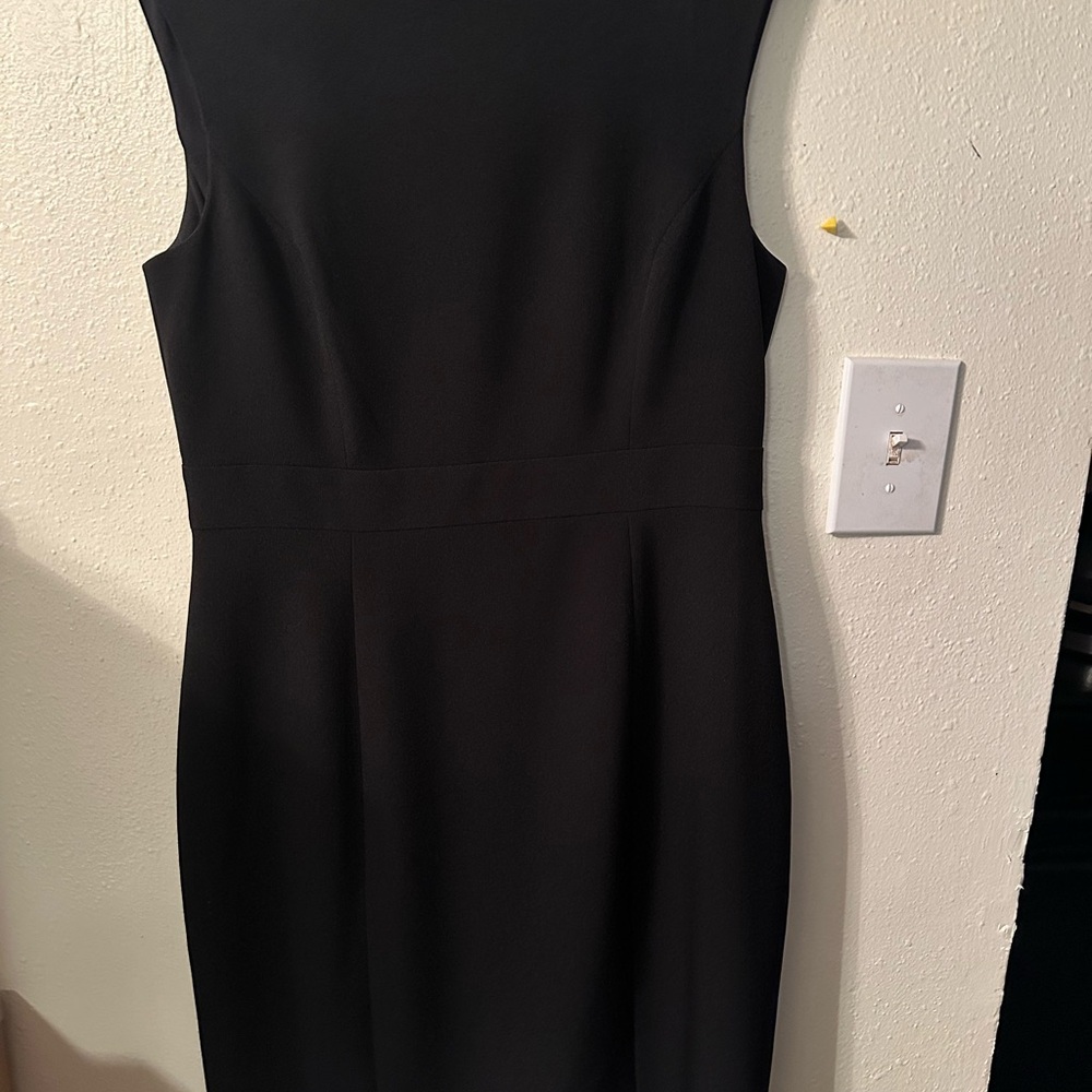 Kasper Black Sheath Midi Dress Crew Neck Sleeveless
